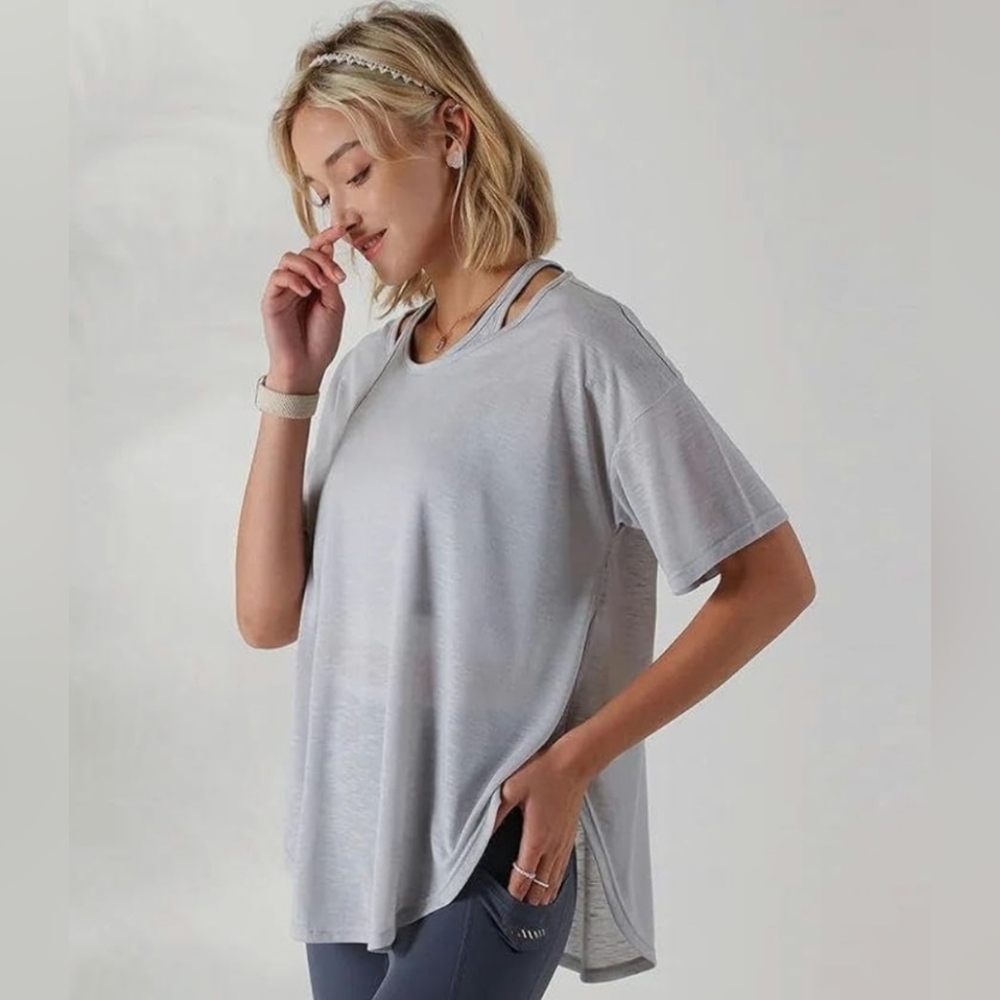 HALARA Light Gray Short Sleeve Tee